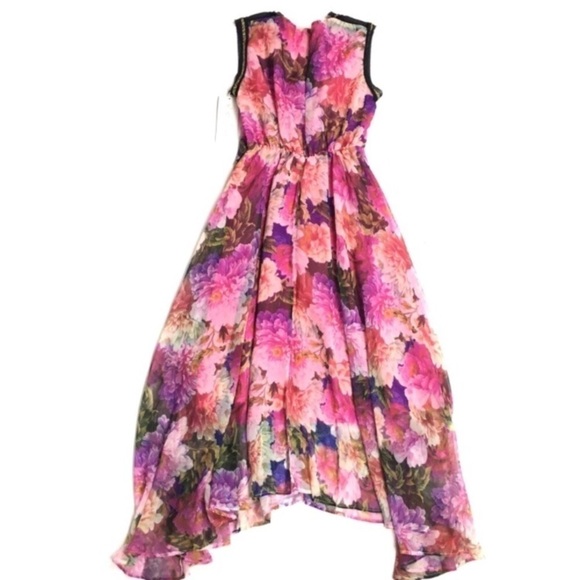 BOHO Dress Sheer Floral Flowers Sleeveless Glitter Metallic V Neck Size Small - Picture 5 of 8